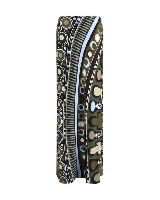 Emilio Pucci White Satin Skirt With Solei Print