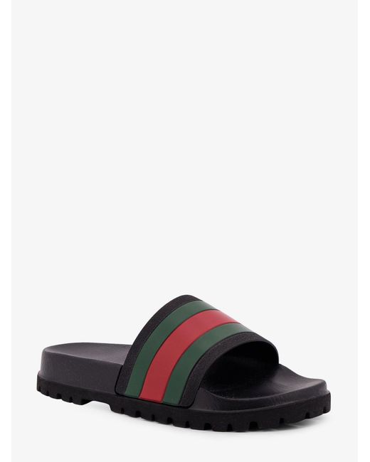Gucci White Rubber Slide With Web Detail for men