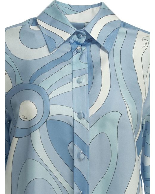 Emilio Pucci Blue "Marmo" Casual Shirt