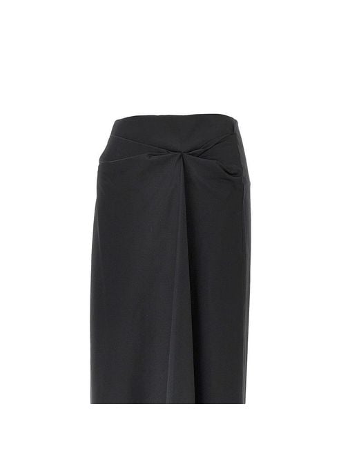 Max Mara Black Stretch Satin Midi Skirt