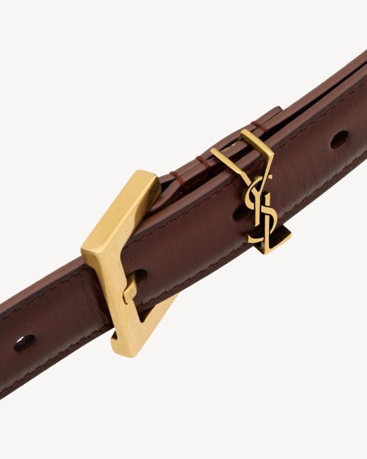 Saint Laurent Brown Cassandre Leather Belt