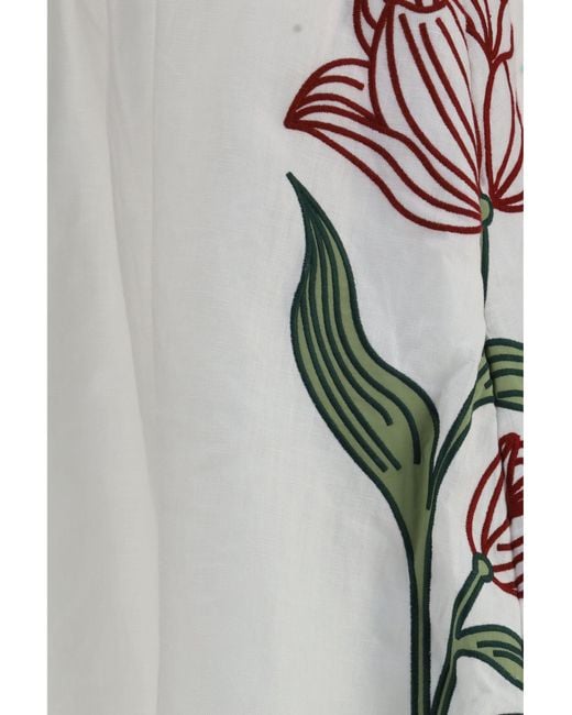 Farm Rio Gray Floral Embroidered Skirt Off