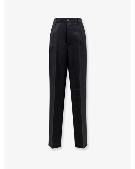 Laneus Black Viscose And Linen Trousers for men
