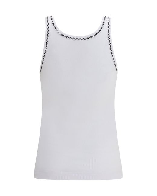 Pinko White Ribbed Tank Top
