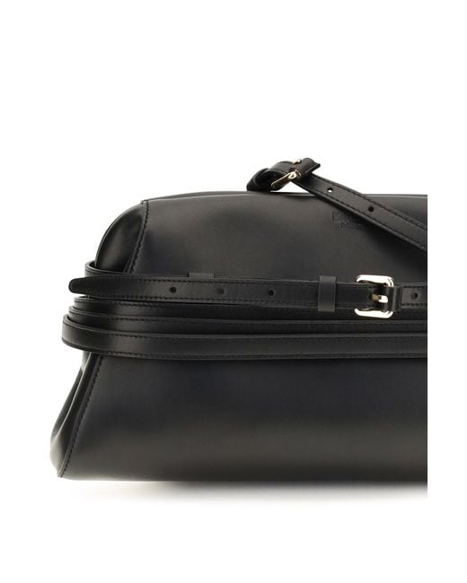 Moschino Black Leather Clutch With Buckle Detail