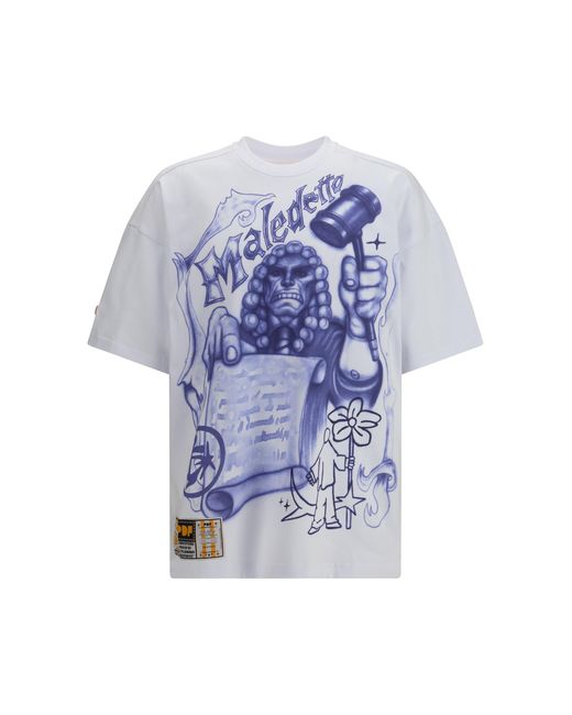 PDF CHANNEL Blue Cotton T-Shirt With Print for men