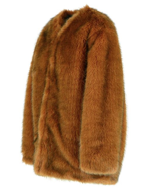 Isabel Marant Brown 'Aglae' Polyester Faux Fur Coat