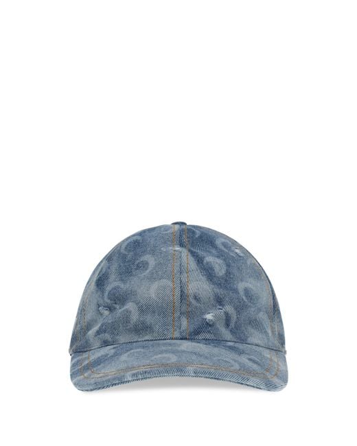 MARINE SERRE Blue Moon Denim Baseball Cap