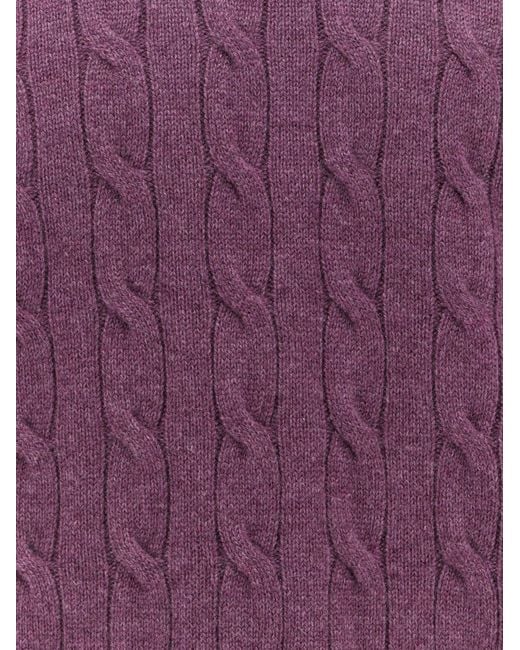 Brunello Cucinelli Purple Cable Knit Cashmere Sweater for men