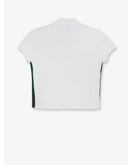 Gucci White Cropped Fit Polo Shirt