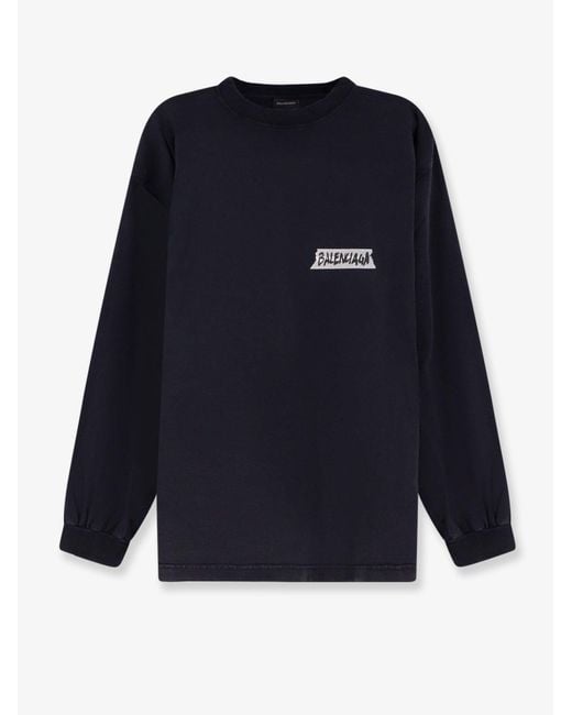 Balenciaga Blue Cotton Sweatshirt for men