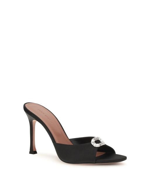 AMINA MUADDI Black Mule Sandals Camelia Satin