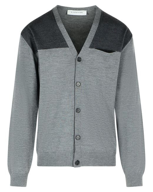 Lanvin Gray Wool Cardigan for men