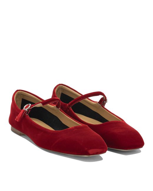 Aeyde Red "Uma" Mary Jane Ballets Flat