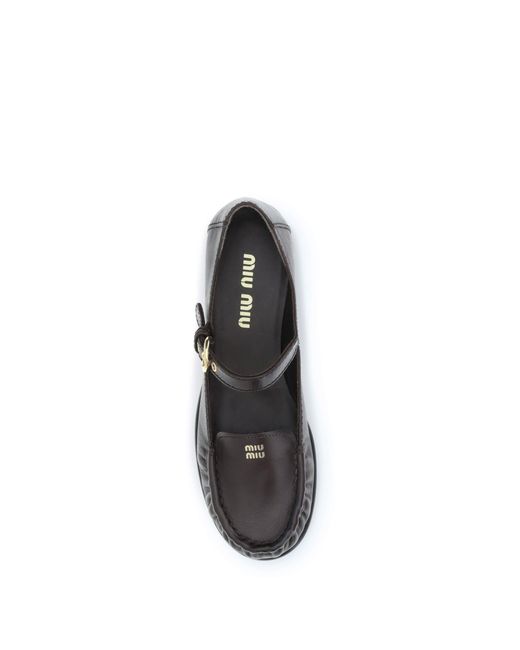 Miu Miu White Buckled Leather Loafers
