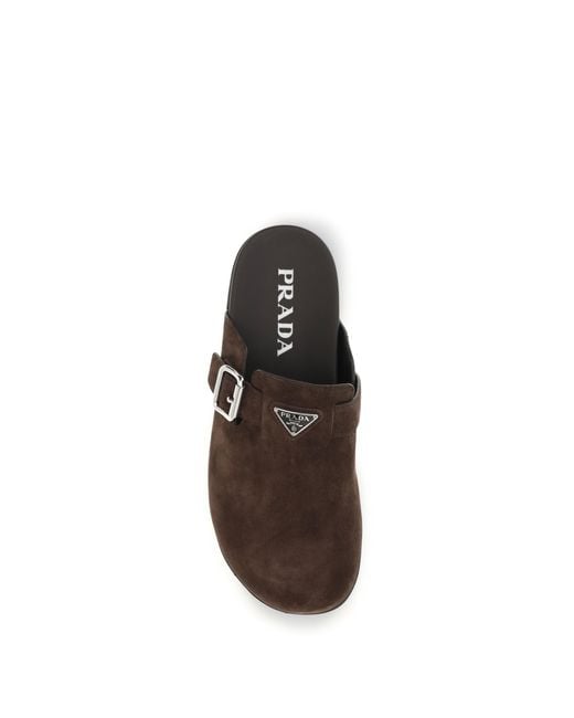 Prada Brown Suede Mules for men