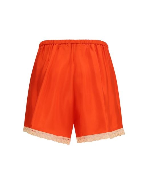 Forte_forte Red Forte_Forte Viscose Twill Shorts With Lace