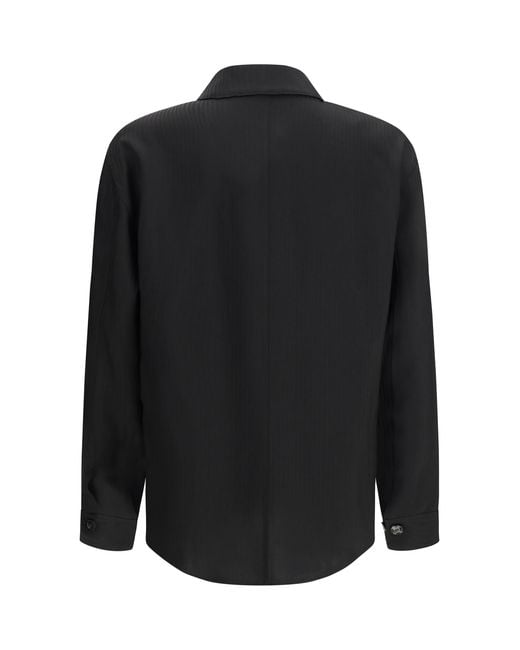 Giorgio Armani Black Chevron Viscose Twill Shirt for men