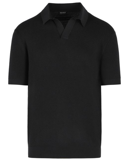 Zegna Black Cotton Polo Shirt for men