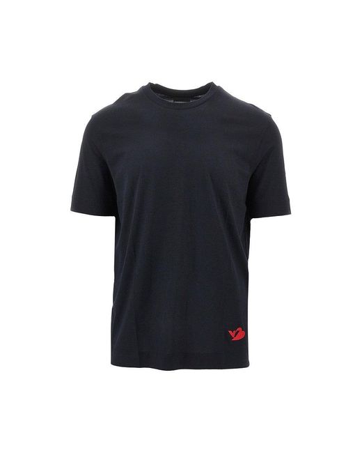 Emporio Armani Black Eagle Heart Embroidery T-Shirt for men