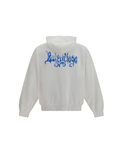 Balenciaga White Sketchy Zip Hoodie for men