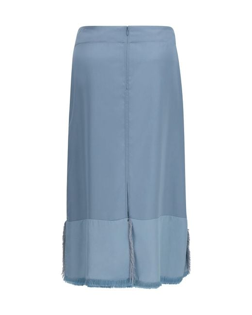 Bottega Veneta Blue Midi Skirt With Slit