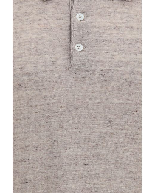 Brunello Cucinelli Gray Linen Polo for men