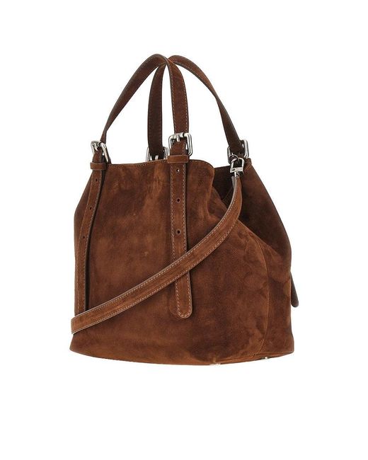AUTENTICA 504 Brown Suede Leather Small 'Galatea' Bag