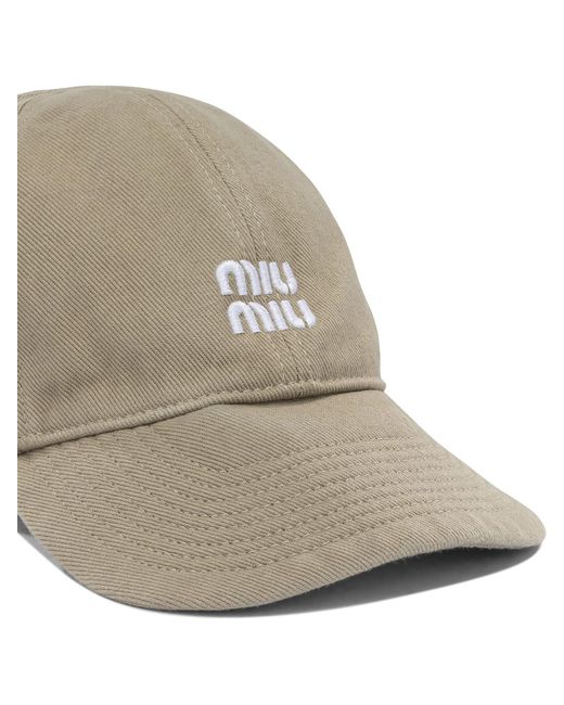 Miu Miu Natural Baseball Cap With Logo