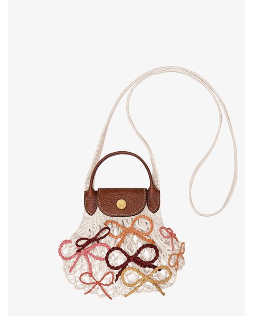 Longchamp White Le Pliage Filet Canvas Shoulder Bag