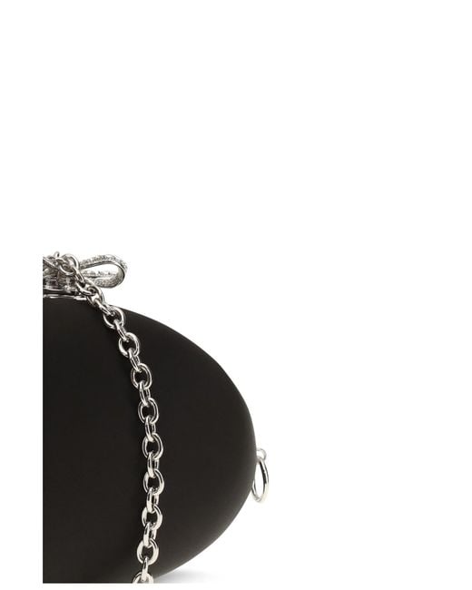 Self-Portrait Black Oval Satin Clutch