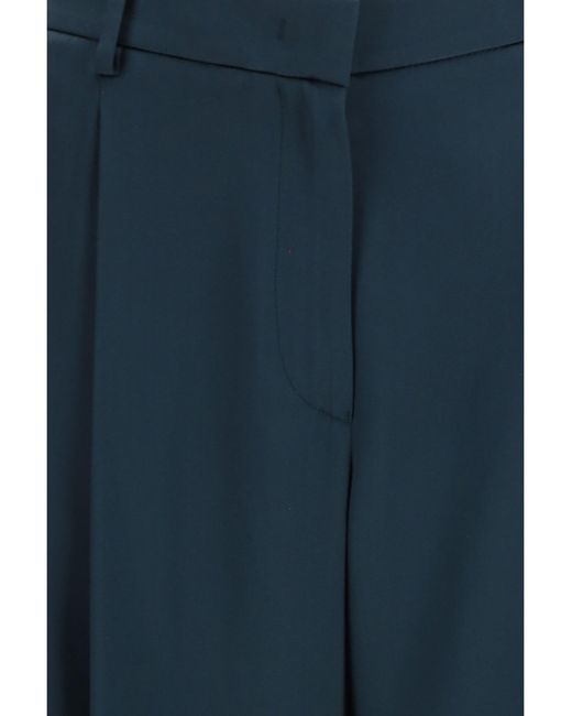 Giorgio Armani Blue Pleated Silk Pants