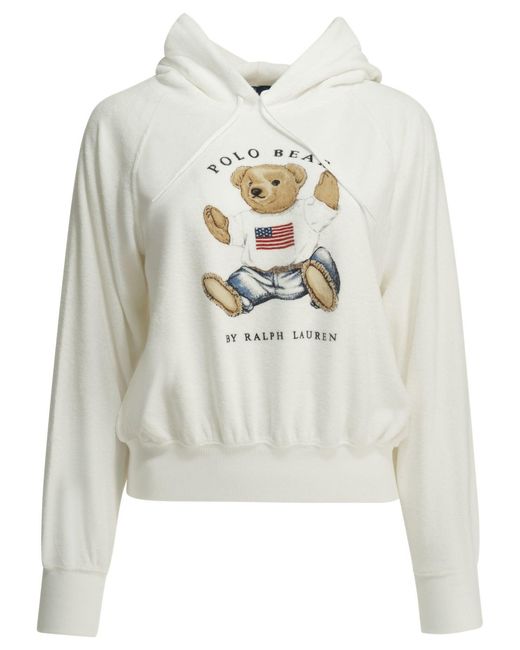 Women's White "Polo Bear" Hoodie