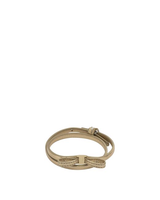 Ferragamo Metallic "Bow" Leather Bracelet