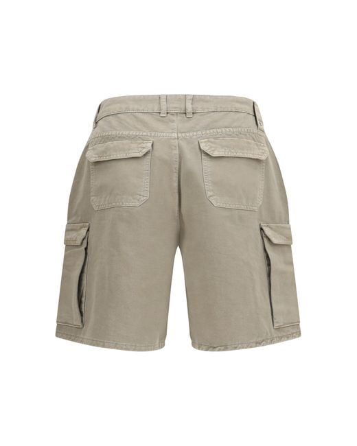 Represent White Cotton Cargo Shorts for men