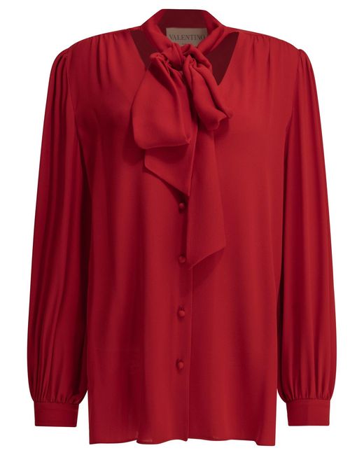 Valentino Red Silk Georgette Blouse