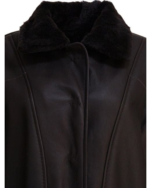 Max Mara Black Long Shearling Coat