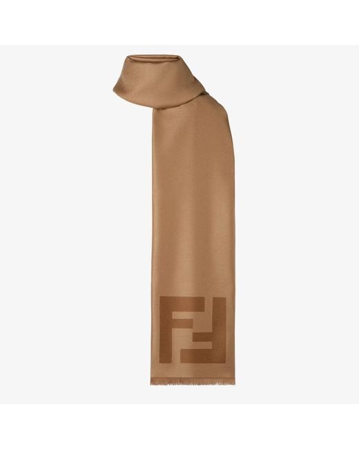 Fendi Brown Wool Ff Scarf for men