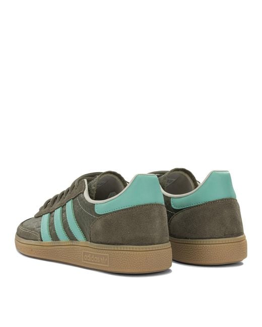 Adidas Originals Green Handball Spezial Leather Rubber Sneakers for men