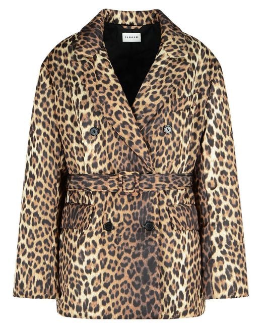 P.A.R.O.S.H. Brown 'Pupil' Leopard Print Polyester Jacket