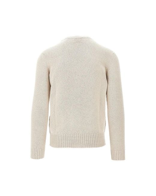 Drumohr White Chenille Crewneck Sweater for men