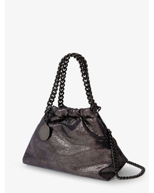 Stella McCartney Black Falabella Eco Shiny Dotted Chamois Fabric Shoulder Bag