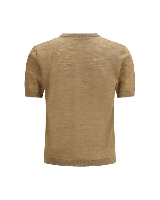 Brooksfield Natural Short-Sleeved Linen-Blend Shirt for men