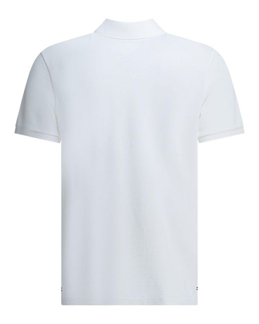 Moncler White Polo Shirt With Buttons And Logo for men