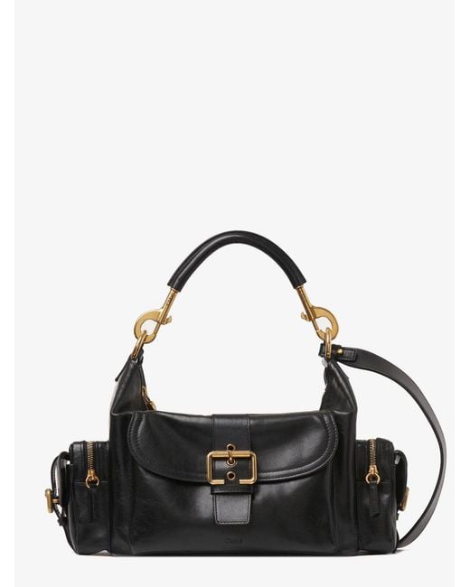 Chloé Black Carry Shiny Buffalo Leather Shoulder Bag