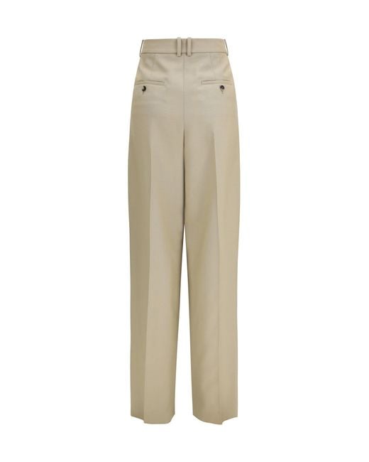 Saint Laurent Natural Tailored Wool And Silk Canvas Pants