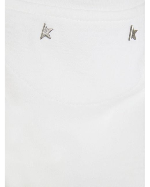Golden Goose Deluxe Brand White Cotton T-Shirt With Rhinestones