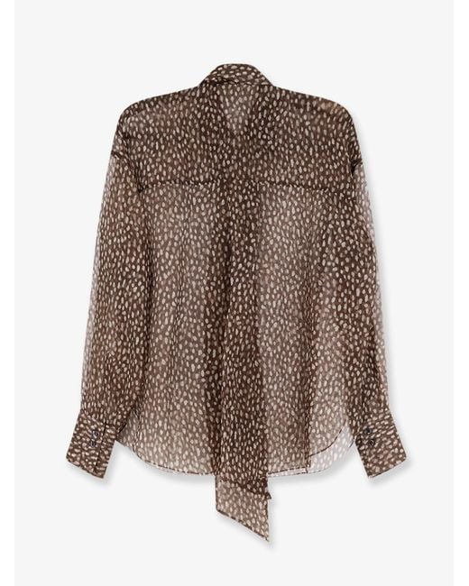 Brunello Cucinelli Brown Sheer Silk Shirt