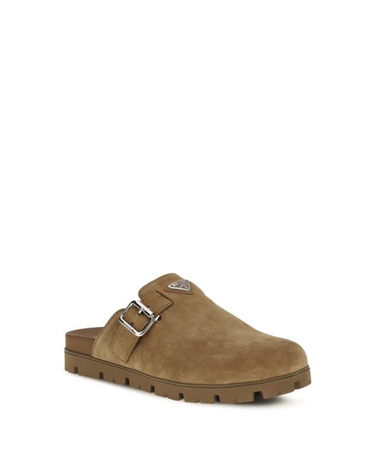 Prada Brown Suede Mules for men