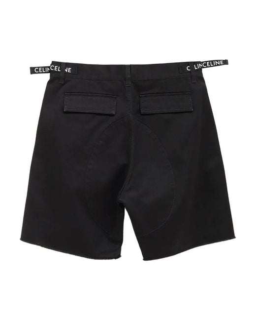 Céline Black Cargo Cotton Bermuda Shorts for men
